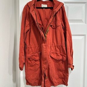 LOFT Rust Hooded Coat - Size XS